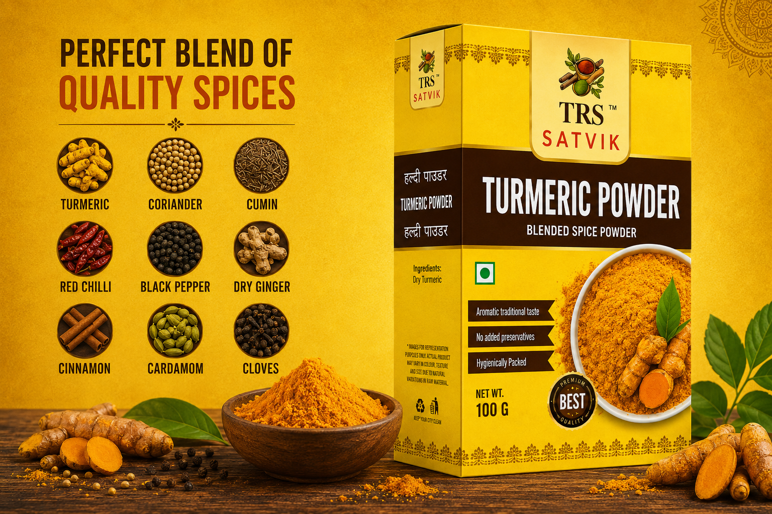 TRS Satvik Haldi (Turmeric Powder) (100gm)