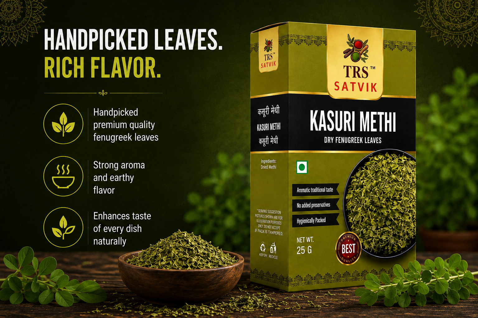 TRS Satvik Kasuri Methi (Dried Fenugreek Leaves) (25gm)